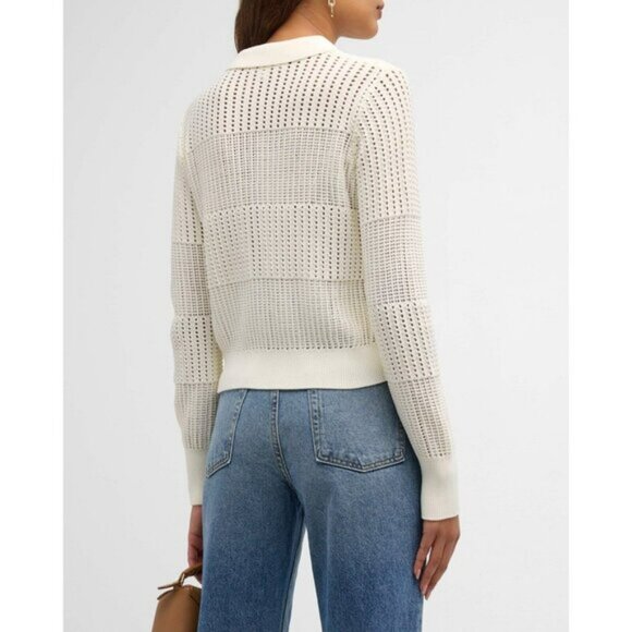 FRAME Shrunken Crochet Cardigan Ivory / Off White Women's Size Small - Picture 3 of 13